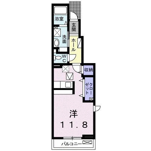 コンバージェント 西町(ワンルーム/1階)の間取り写真