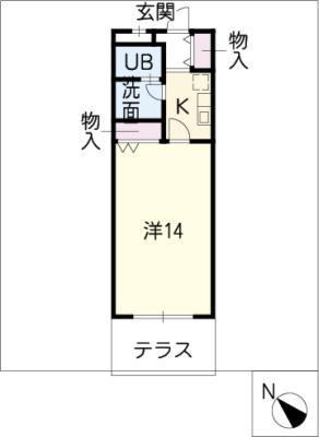 グランブルー(1K/1階)の間取り写真
