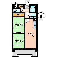 ファミール元柴田東町(2LDK/3階)の間取り写真
