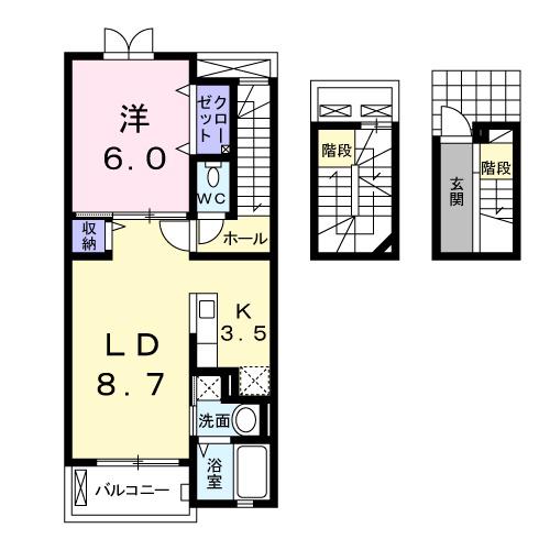 グレイスヒルズ(1LDK/3階)の間取り写真