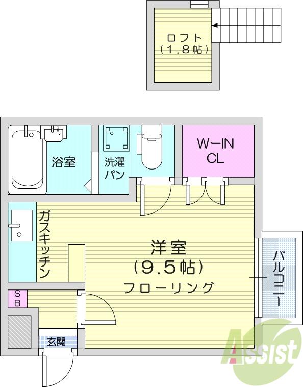カーサカルテットC(ワンルーム/1階)の間取り写真