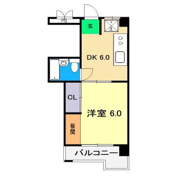 レジデンスノナミ(1DK/7階)の間取り写真