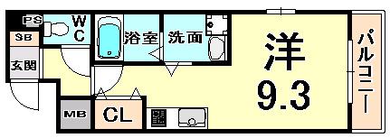 パルクソレイユ立花(ワンルーム/2階)の間取り写真