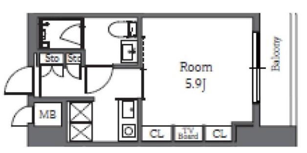 TOTSU RESIDENCE SHIBA 東通レジデンス芝(1K/4階)の間取り写真