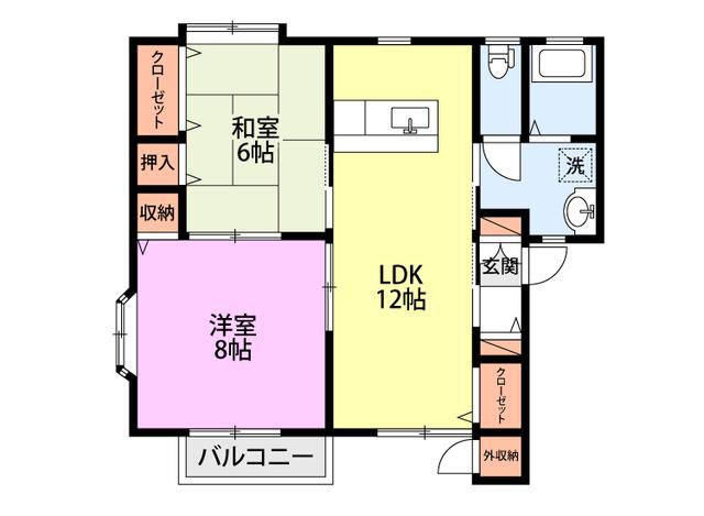 グレイスコートシマダA(2LDK/1階)の間取り写真