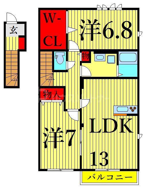 ドルチェ ヴィータA(2SLDK/2階)の間取り写真