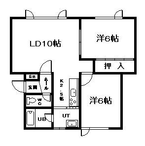 メゾンド神楽(2LDK/2階)の間取り写真