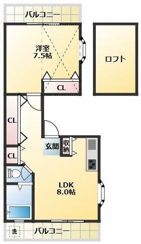 オールドストーンプレイス(1LDK/4階)の間取り写真