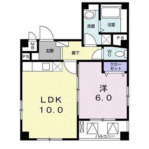グラース ビオラII(1LDK/2階)の間取り写真