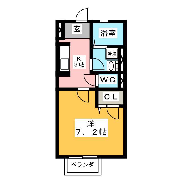 シティハイム城南F(1K/1階)の間取り写真