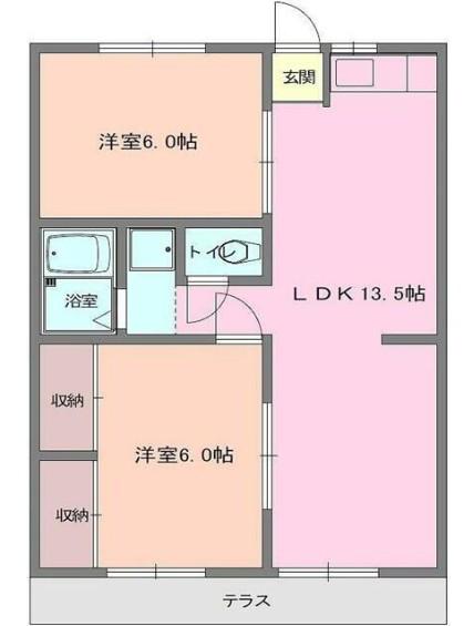 サニーヴィレッジII(2LDK/1階)の間取り写真