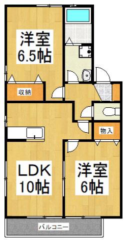ペニーレーンA(2LDK/2階)の間取り写真