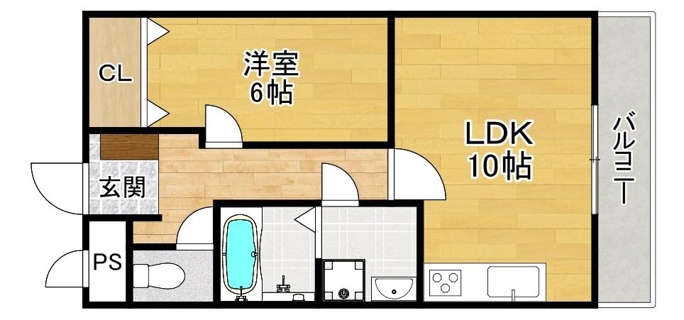 グランコスモ交野(1LDK/3階)の間取り写真