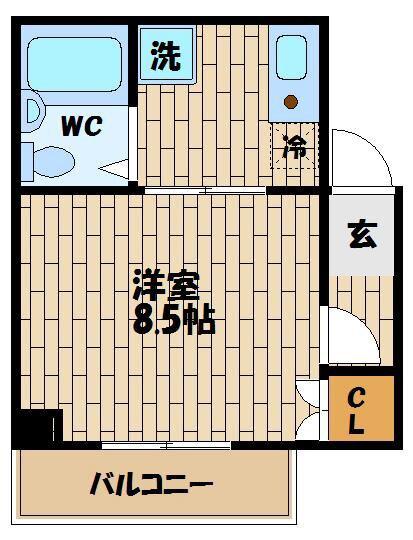 ダイセイ(1K/4階)の間取り写真