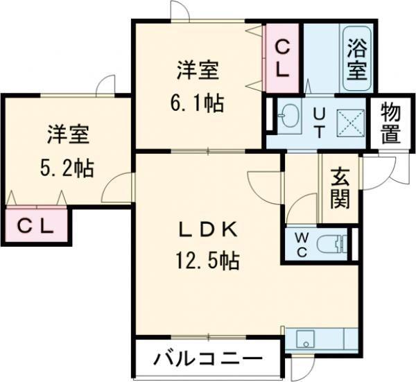 OFFSHORE(2LDK/3階)の間取り写真