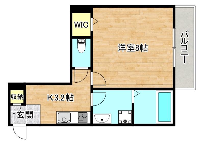 レーヴリゼ新今里(1K/1階)の間取り写真