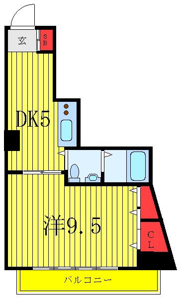 岡部ビル(1DK/3階)の間取り写真