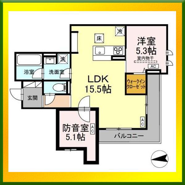 西武池袋線 保谷駅 徒歩9分 3階建 築1年(2LDK/1階)の間取り写真