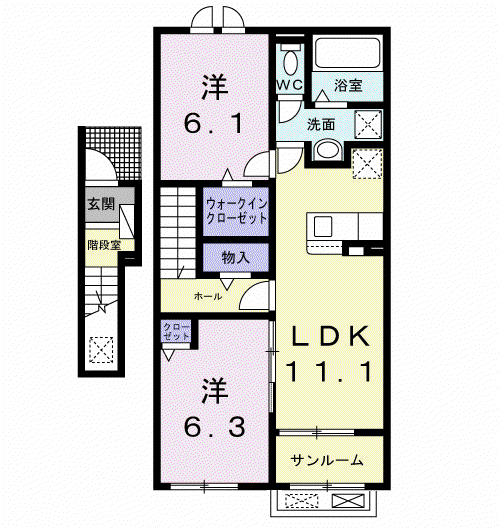 旭市 2LDK(2LDK/2階)の間取り写真