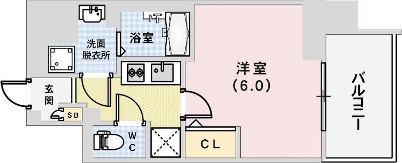 エスリード神戸三宮(1K/15階)の間取り写真