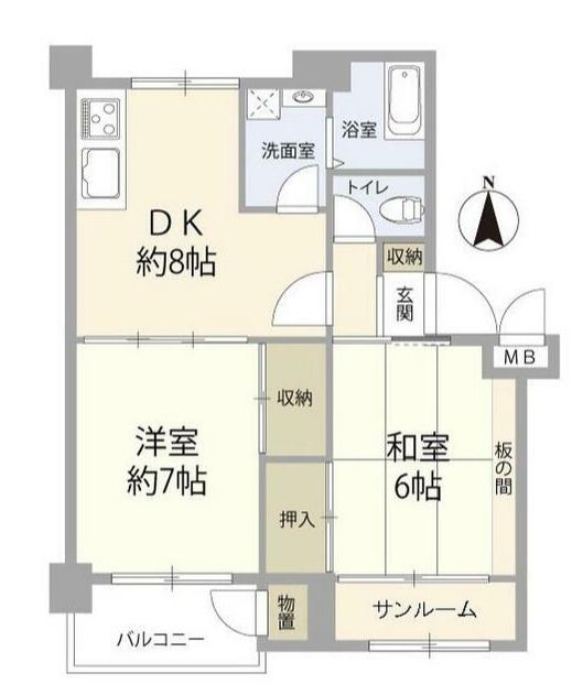 産業協会三鷹第7アパート(2DK/3階)の間取り写真