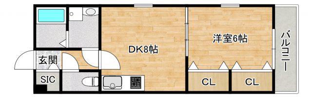 ラ・フェスタ豊津(1LDK/1階)の間取り写真