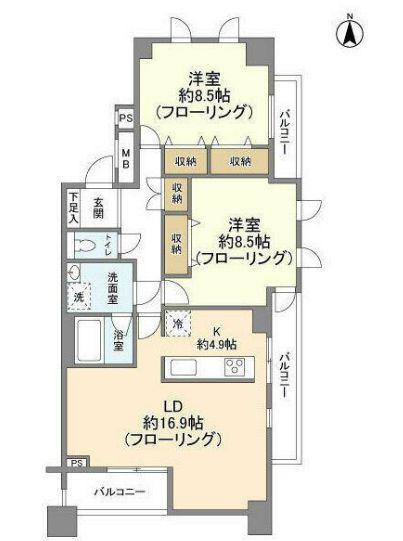 麻布市兵衛町ホームズ(2LDK/7階)の間取り写真