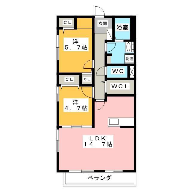 ブランシュ(2LDK/2階)の間取り写真