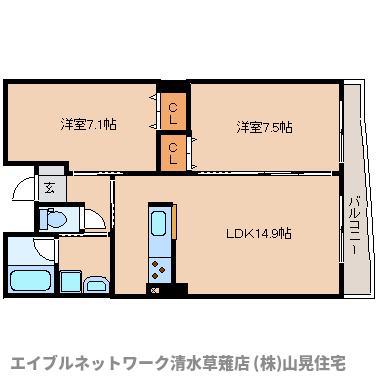 アグレアーブル(2LDK/2階)の間取り写真