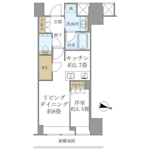 BRILLIA TOWER堂島(1LDK/9階)の間取り写真