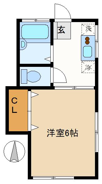 けやき荘(1K/1階)の間取り写真
