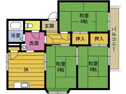 フレグランス大在B(3DK/1階)の間取り写真