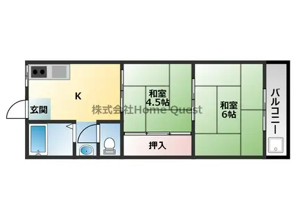 安田ハイツ(2K/1階)の間取り写真