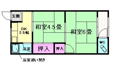 ゆたか荘(2K/2階)の間取り写真