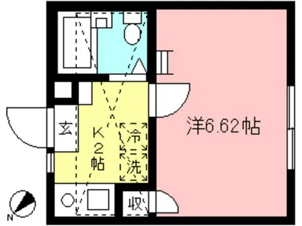 ヒルズアゼリアウエストIII(1K/1階)の間取り写真