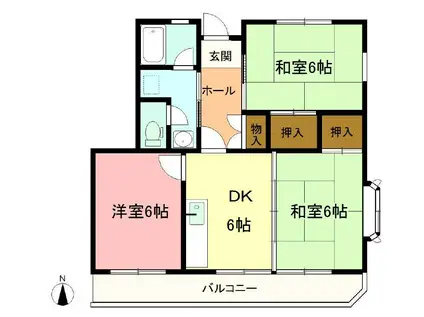 ピアアベニュー(3DK/1階)の間取り写真