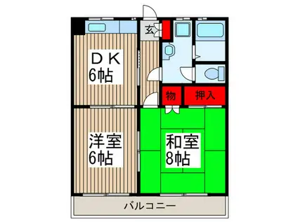 小山コーポI(2DK/1階)の間取り写真