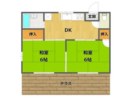 ファミール仁川Ⅰ(2DK/1階)の間取り写真