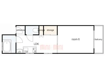 KMコート(1LDK/4階)の間取り写真