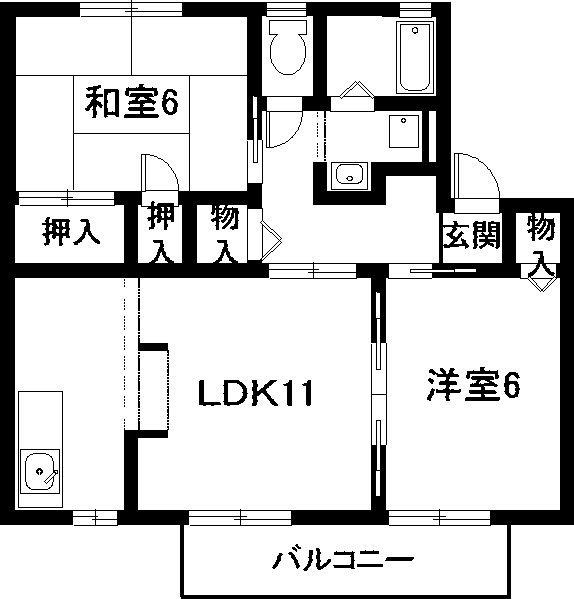 セジュール横須賀 A棟(2LDK/2階)の間取り写真