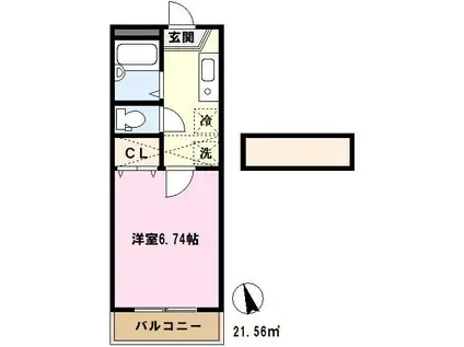 ラ・カーサ(1K/3階)の間取り写真