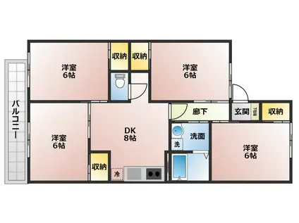 コーポバーディーIII(4DK/2階)の間取り写真