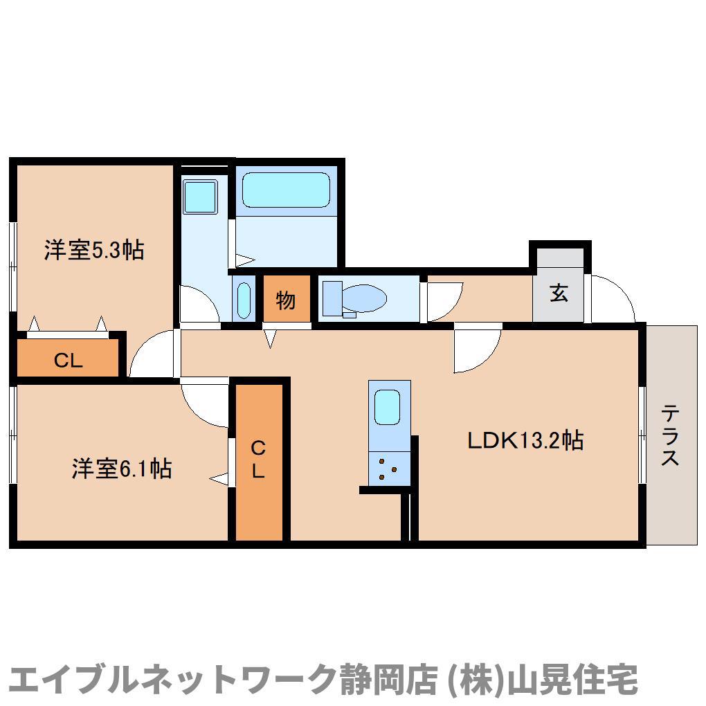 ブルーメ(2LDK/1階)の間取り写真