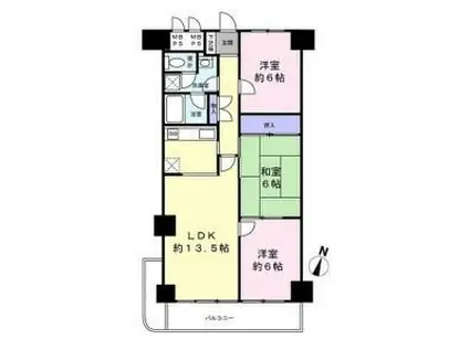 秀和第二八王子レジデンス(3LDK/6階)の間取り写真