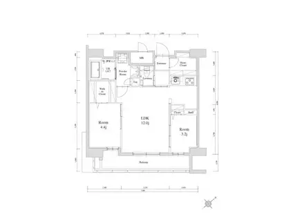 エンクレスト博多駅南FIT(2LDK/14階)の間取り写真