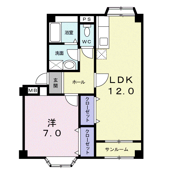 ハイフォーレスト(1LDK/2階)の間取り写真