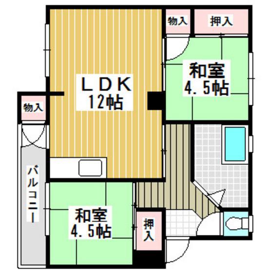 スカイレジデンス(2LDK/1階)の間取り写真