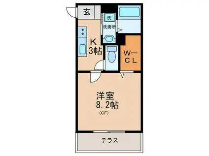 プレリュード石橋II(1K/1階)の間取り写真