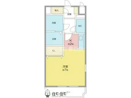 ルミナス祥(1K/1階)の間取り写真