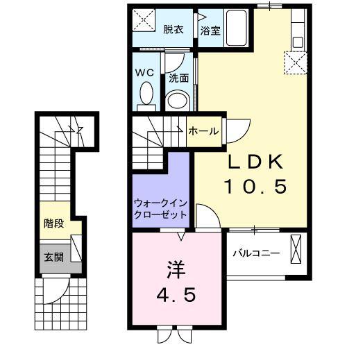 Aバ-ス(1LDK/2階)の間取り写真